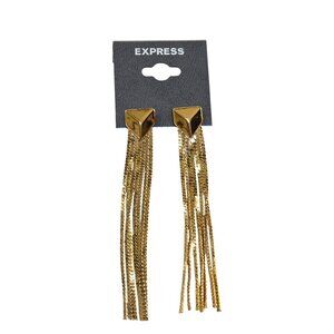 Express Women's Fringe Chain Dangle Gold Plated Earrings NWT